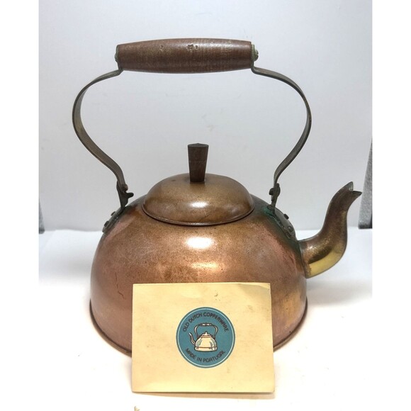 Old Dutch Design Other - Vintage Old Dutch Design COPPER TEAPOT Kettle w/ Wood & Brass Handle Portugal